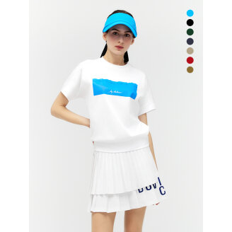 듀빅 여성 라운드 엠보 와펜 반팔티셔츠 DE2WTS124