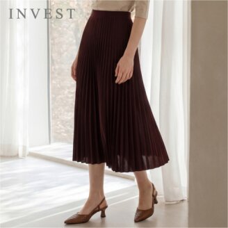 베이직 플리츠 밴딩 롱 스커트_INI6F1SK8031