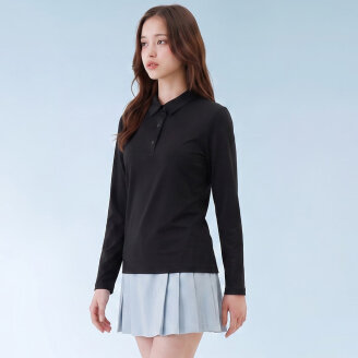 그리너리 여성 봄가을 베이직 카라 긴팔 골프 티셔츠 GSWTS1103 BK