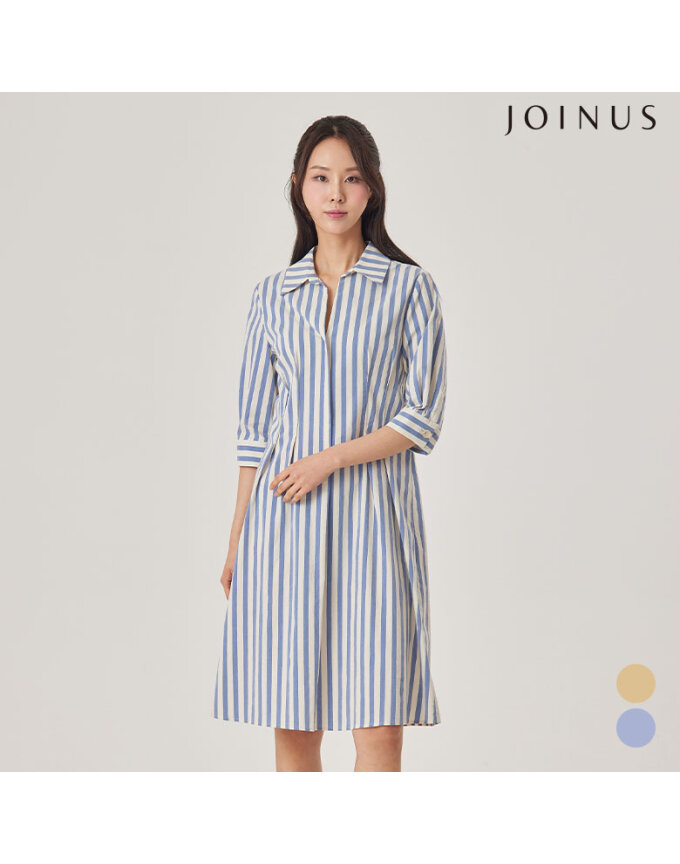 스판 린넨 스트라이프 7부 원피스_JACU4-WOP120