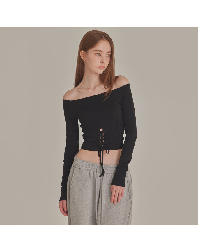 LACE UP CORSET OFF SHOULDER TOP_T426TP119