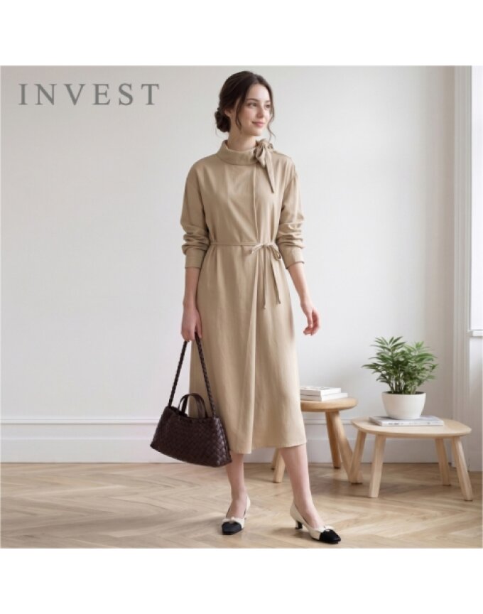 스카프 레이어드 롱 원피스_INI6F1OP3051