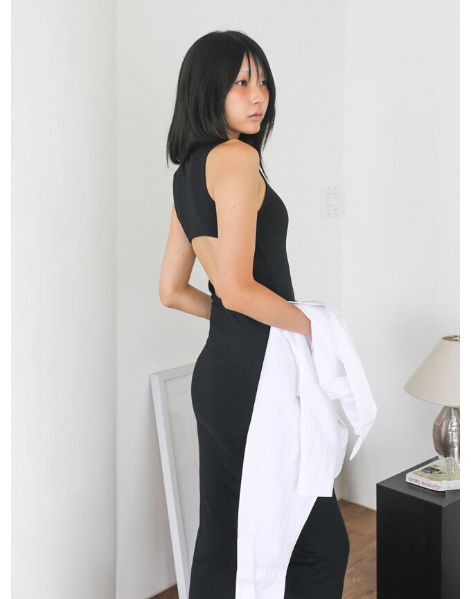 CUT OUT BACK LONG DRESS_T216DS504