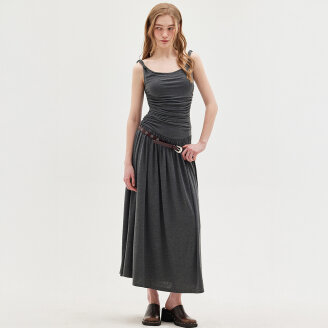 TWISTED SHOULDER LONG DRESS_T513DS502