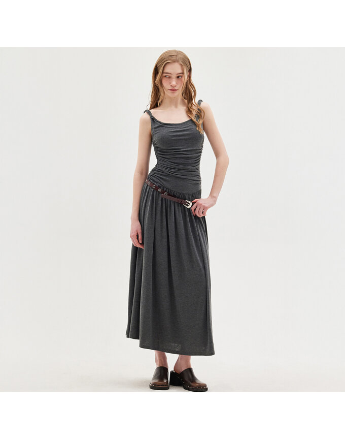 TWISTED SHOULDER LONG DRESS_T513DS502
