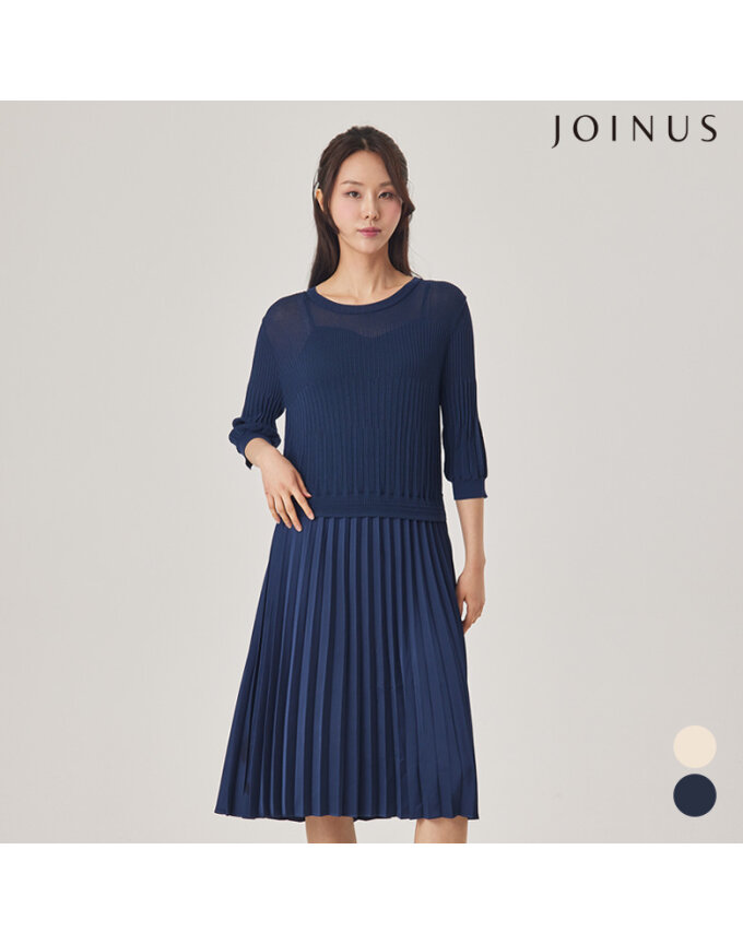 7부 니트 플리츠 원피스_JACU4-WSO020