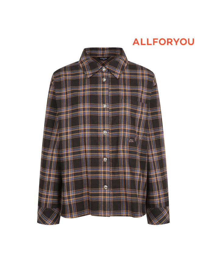 [올포유] 여성 자수 포인트 체크 카라 블라우스  ALBLN7431-199