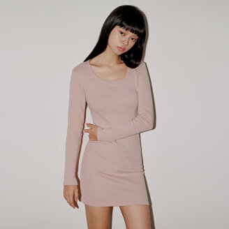 ROUND SQUARE NECK MINI DRESS_T326DS501