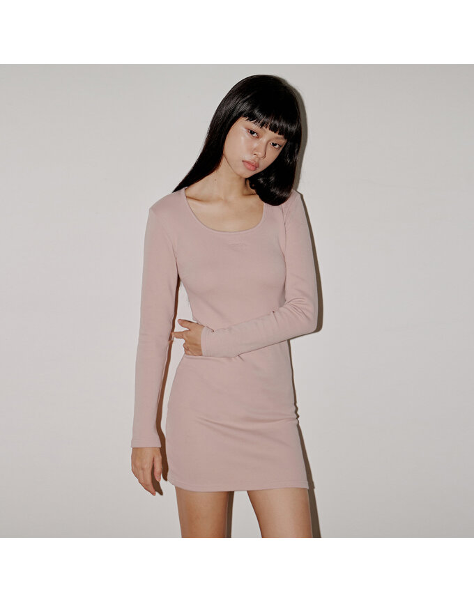 ROUND SQUARE NECK MINI DRESS_T326DS501