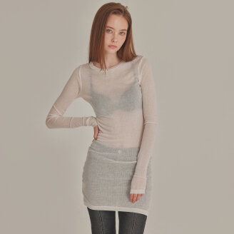 RIBBED MINI LONG-SLEEVE LAYERED DRESS_T426DS500