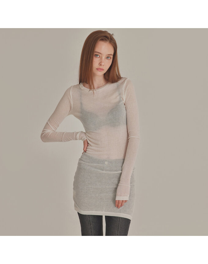 RIBBED MINI LONG-SLEEVE LAYERED DRESS_T426DS500