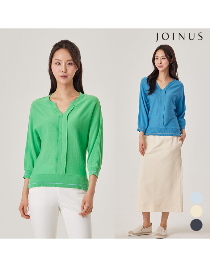 한줄 포인트 V트임 니트_JACS2-WSL100