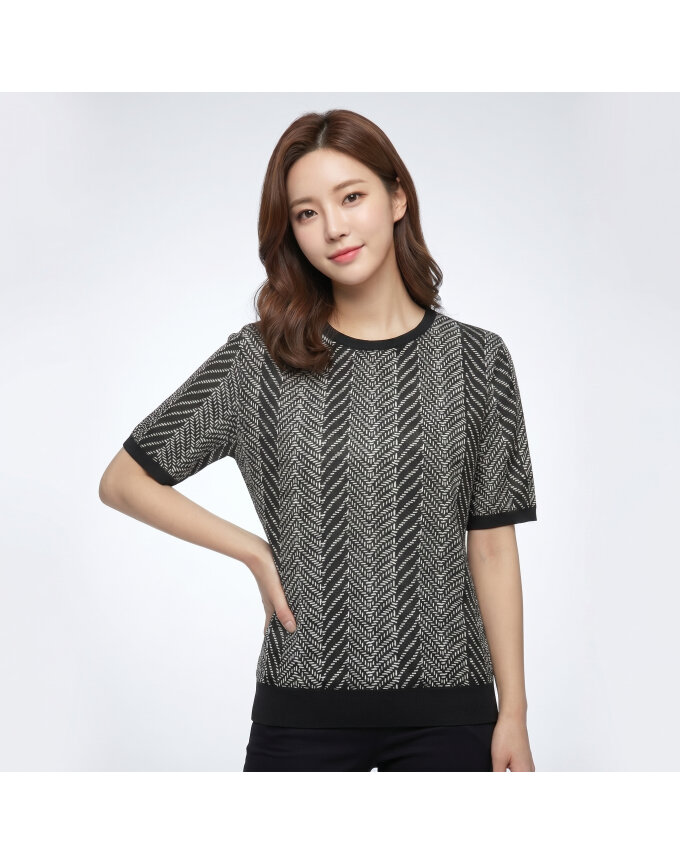 [올포유] 여성 프린트 반팔 티블라우스 ALBLN5416-199