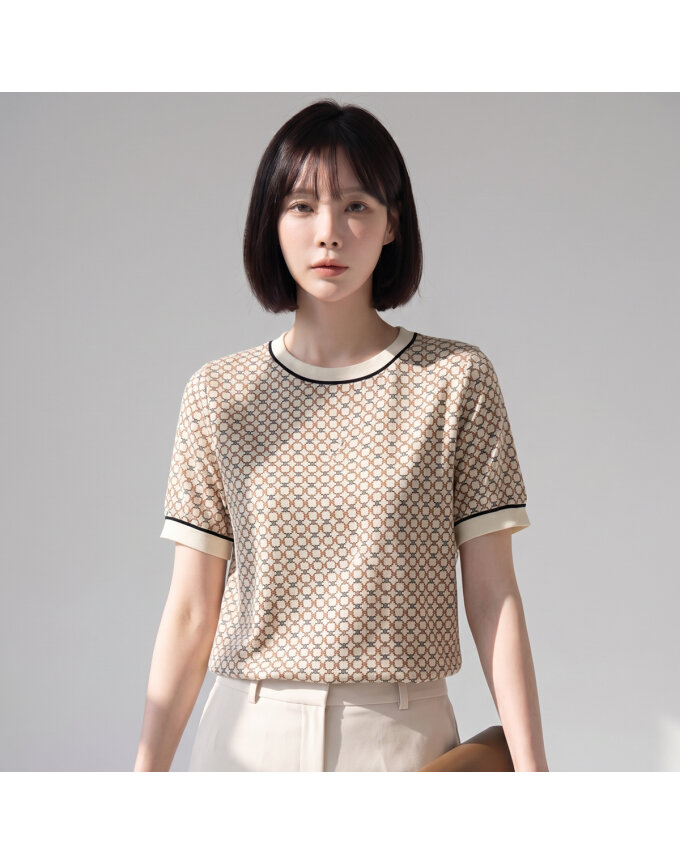 KARRA 클로버배색블라우스_A3F0846