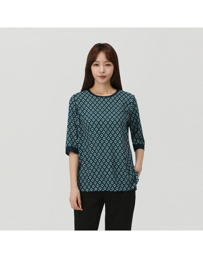 프린트 티블라우스_1J45386