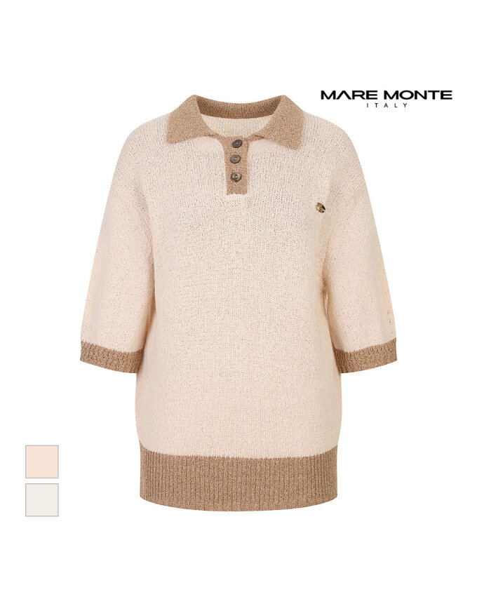 [마레몬떼] 배색카라 디자인니트_M244MKT19D0