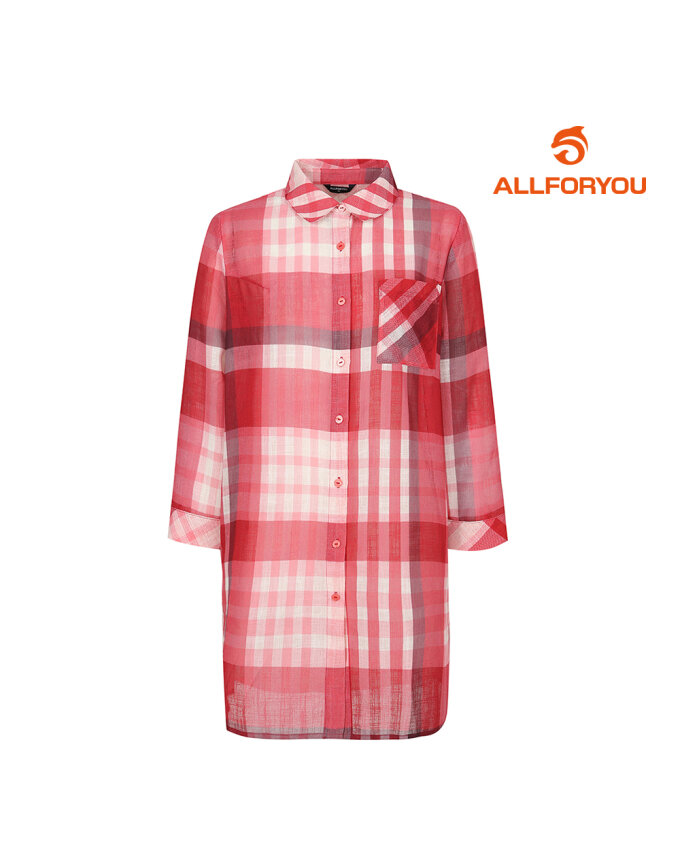 [올포유] 여성 체크 카라 롱 블라우스 ALBLL4231-500_G