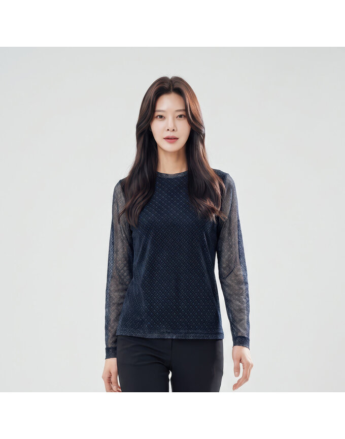 전판 프린트 라운드 티셔츠_1J65401