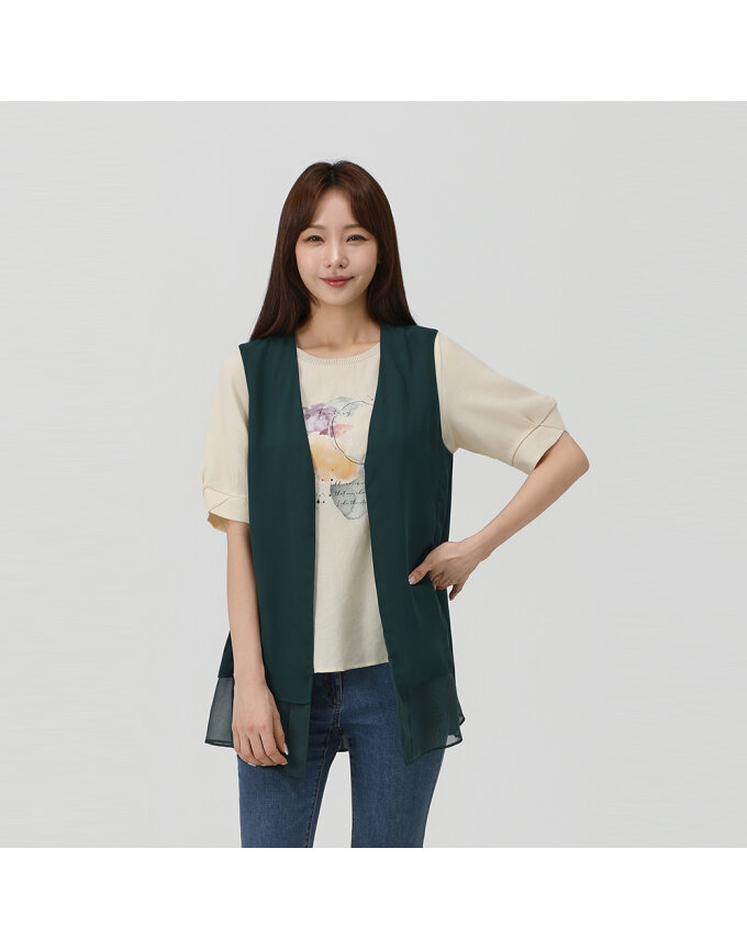 쉬폰 배색 훌 베스트_1J41481