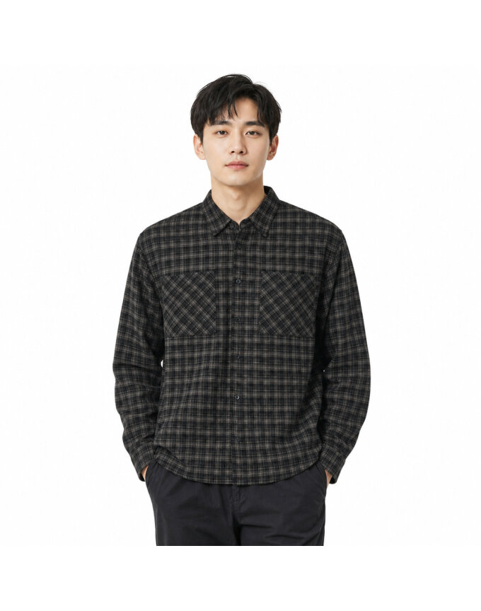 남성 체크 투포켓 크롭 캐주얼 셔츠 NUI-SHA-1101