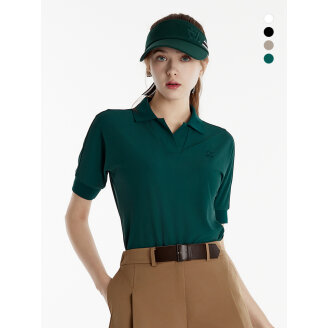 듀빅 여성 가오리핏 오픈카라 반팔티셔츠 DE1WTS112