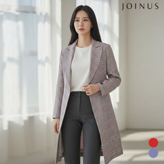 마 혼방 체크 롱 자켓_JAAU5-CJK250