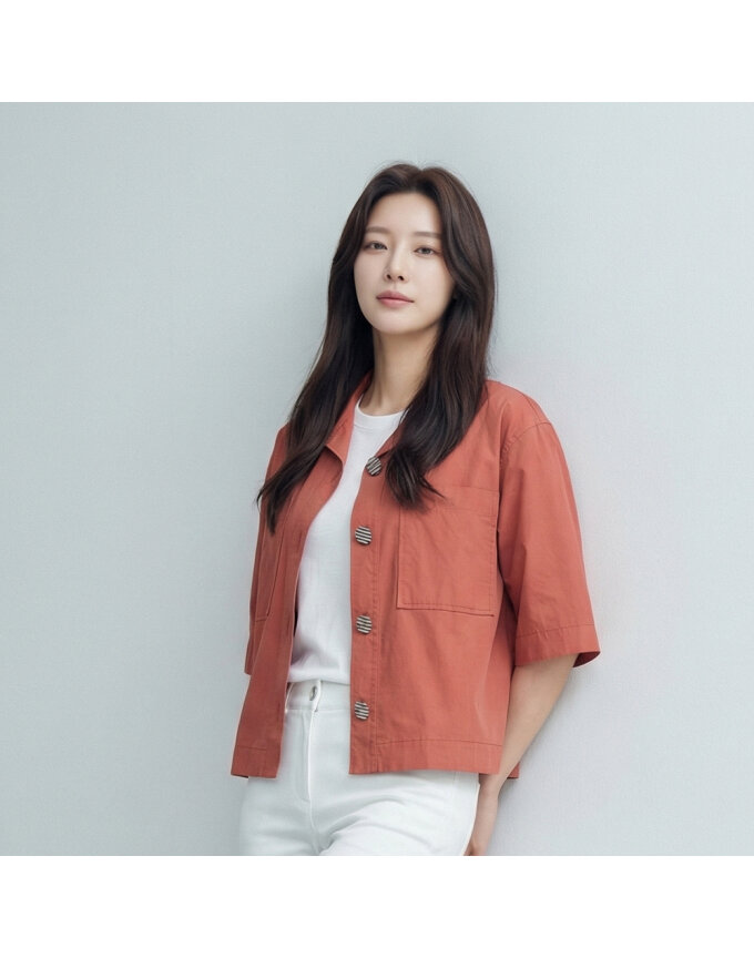 오버핏 숏기장 셔츠_QI41503
