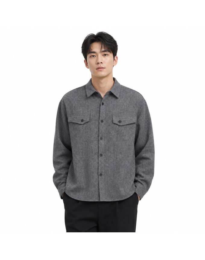 남성 트위드 크롭 셔츠카라 캐주얼 재킷 NUI-SHA-J711