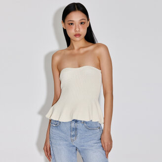 FEMININE RIB-KNIT TUBE TOP_T316TP115