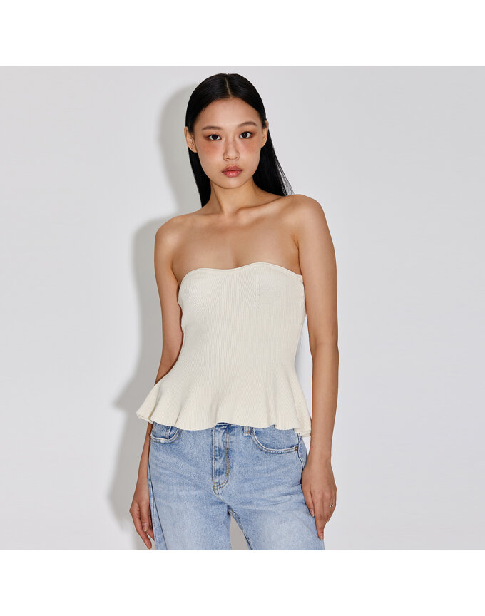 FEMININE RIB-KNIT TUBE TOP_T316TP115