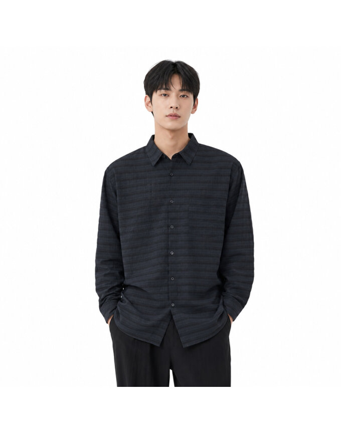 남성 시스루 체크 오버핏 셔츠 ROM-SHA-BREEZE