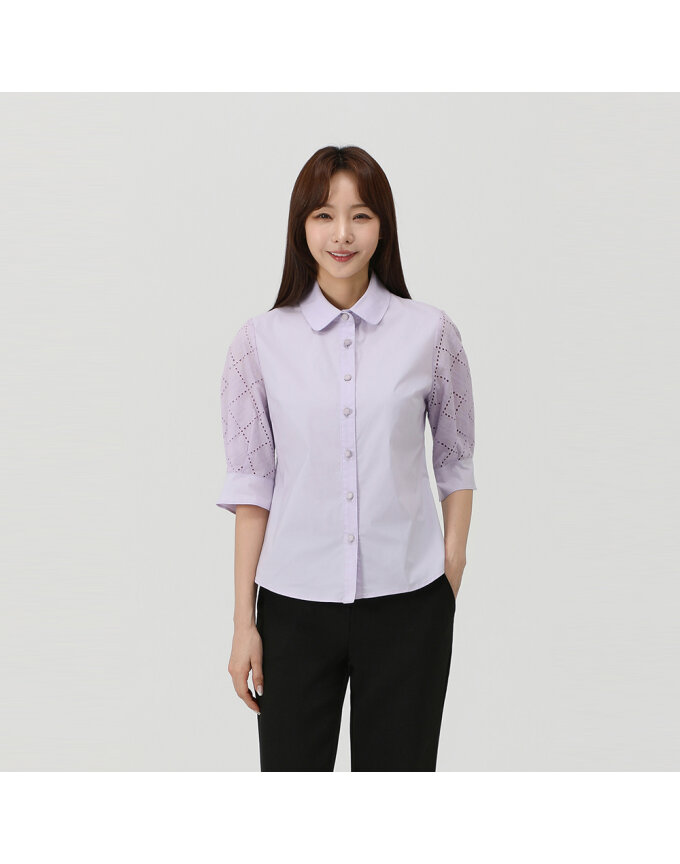 프리미엄 펀칭소매 블라우스_MK42501