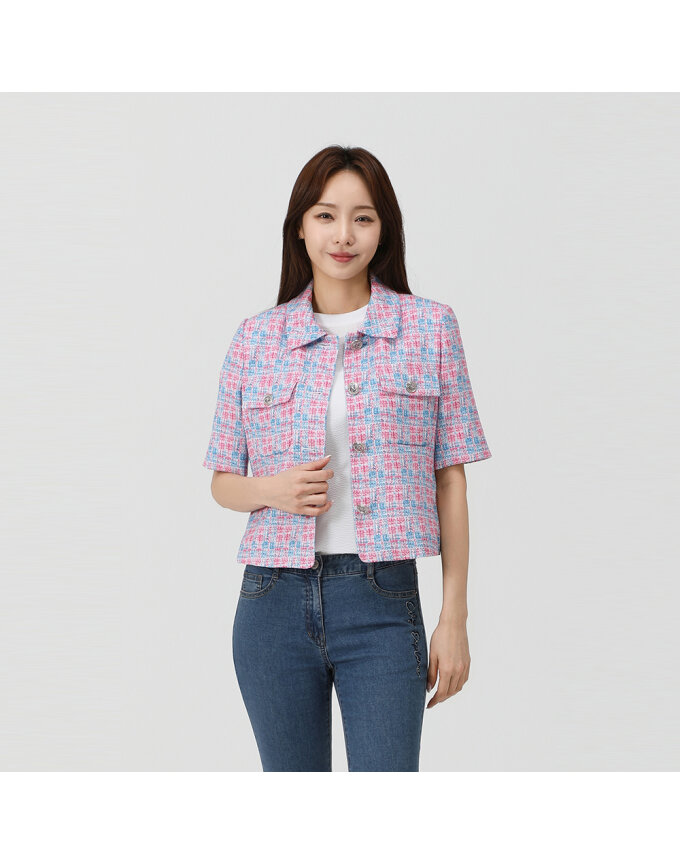 프리미엄 트위드 프린트 자켓_MK41201