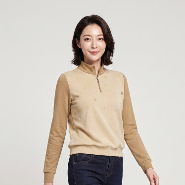 앞판 자수 반짚업 티셔츠_1K85436