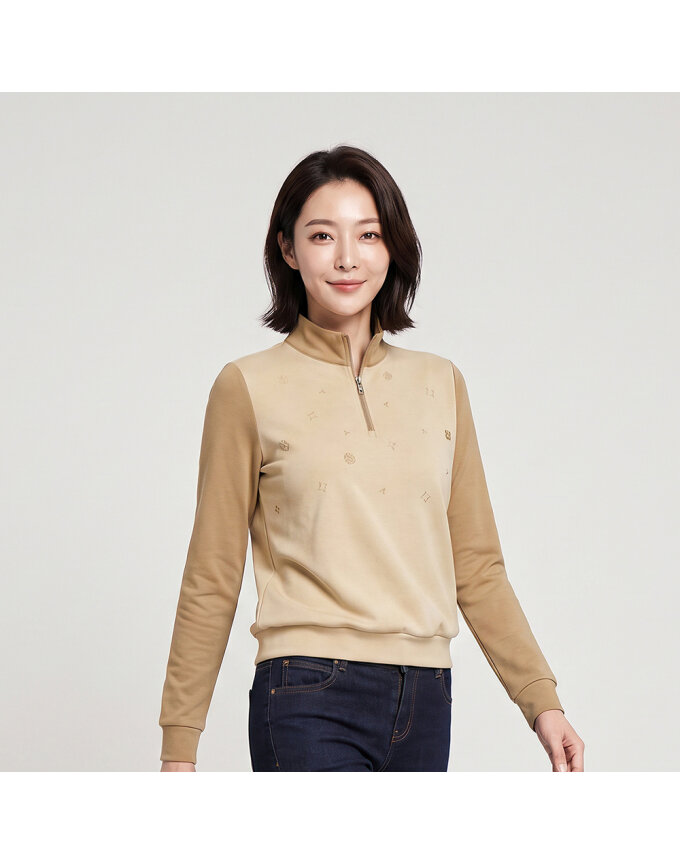 앞판 자수 반짚업 티셔츠_1K85436