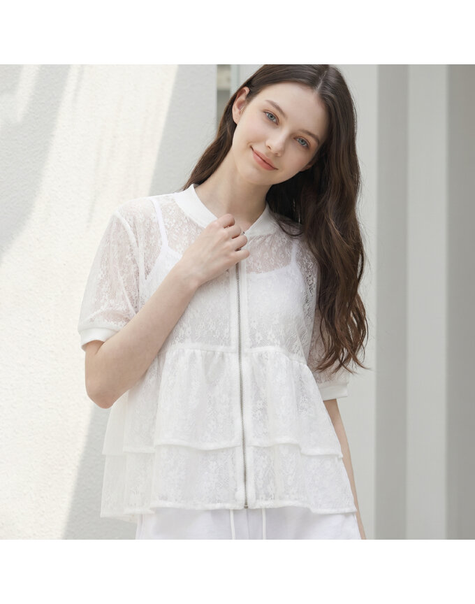 KARRA 플라워캉캉반팔집업점퍼_A6M0826