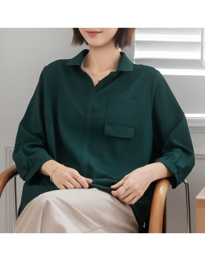 엄마옷 마담4060 배색카라스트링 중년여성 데일리 블라우스 -RBL2609007-
