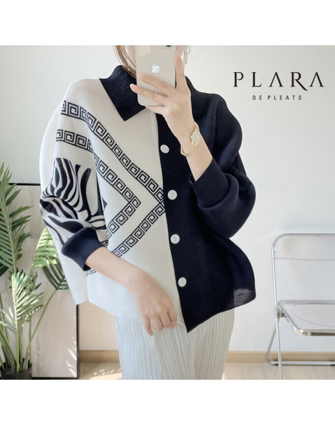PLARA (88까지)하프스퀘어배색플리츠자켓_PK2SJK010C