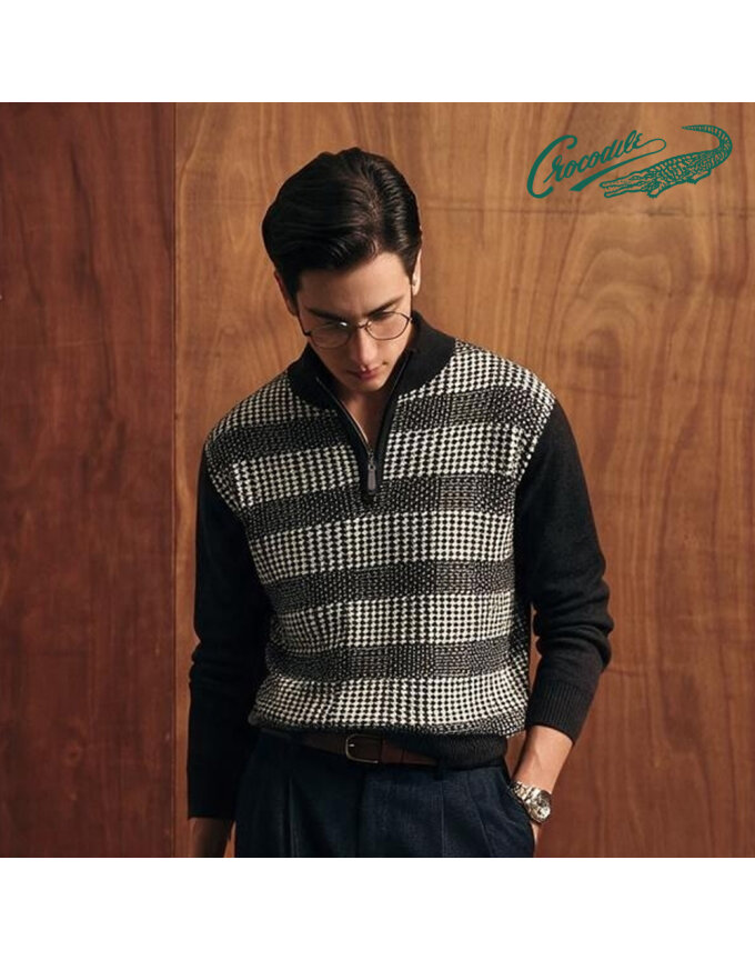 멀티 패턴 하프 집업 니트 CDAA8KR3316