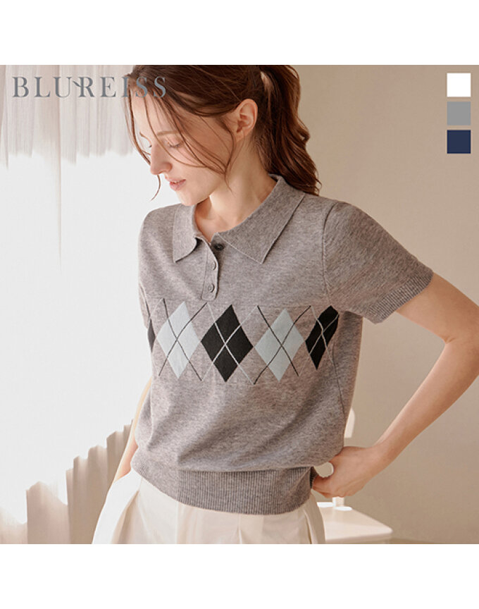 아가일 반오픈 카라 니트_BI6S1KT2161