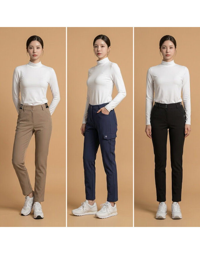 [1+1+1] 럭스골프 여성 웜테크 더블버튼 기모 본딩 팬츠 LX6W206W