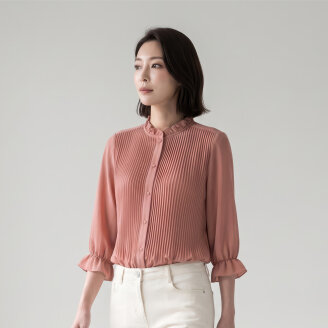 솔리드 주름 블라우스_1J62509