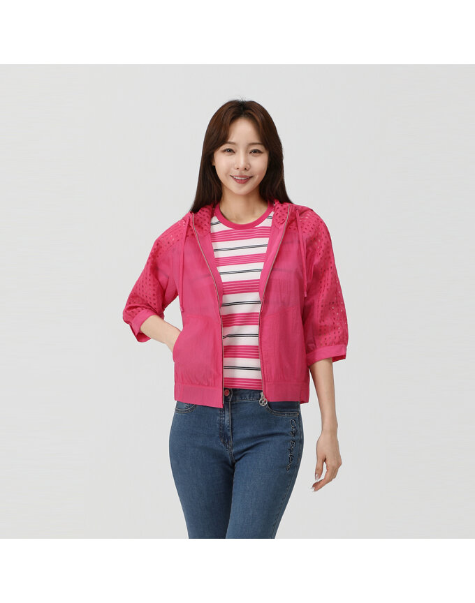 체크배색 점퍼_QK41301