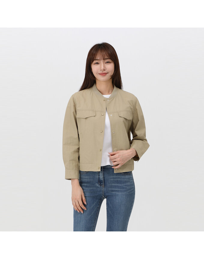 린넨 루즈핏 니트카라 자켓_QK21203