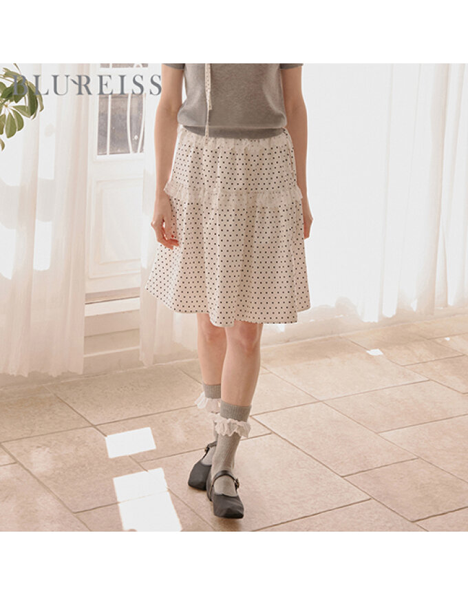 도트 레이스 플레어 스커트_BI6M1SK8201