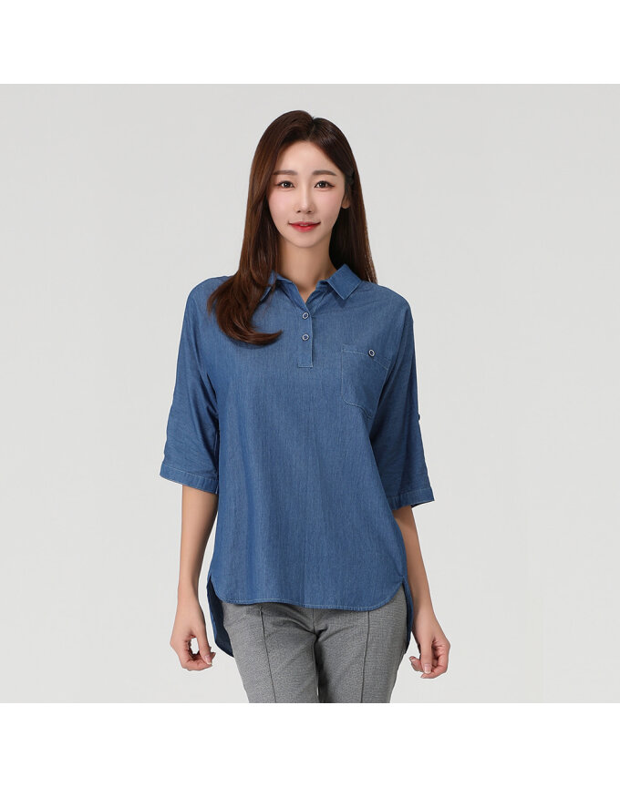 데님 오버핏 셔츠_MI41503