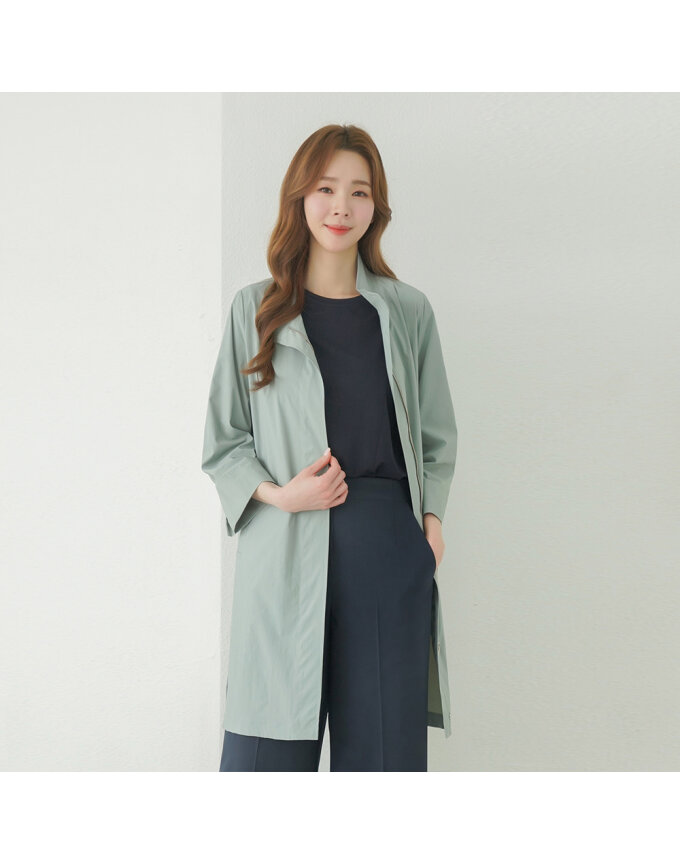 나일론 혼방 하이넥 코트_1I41101