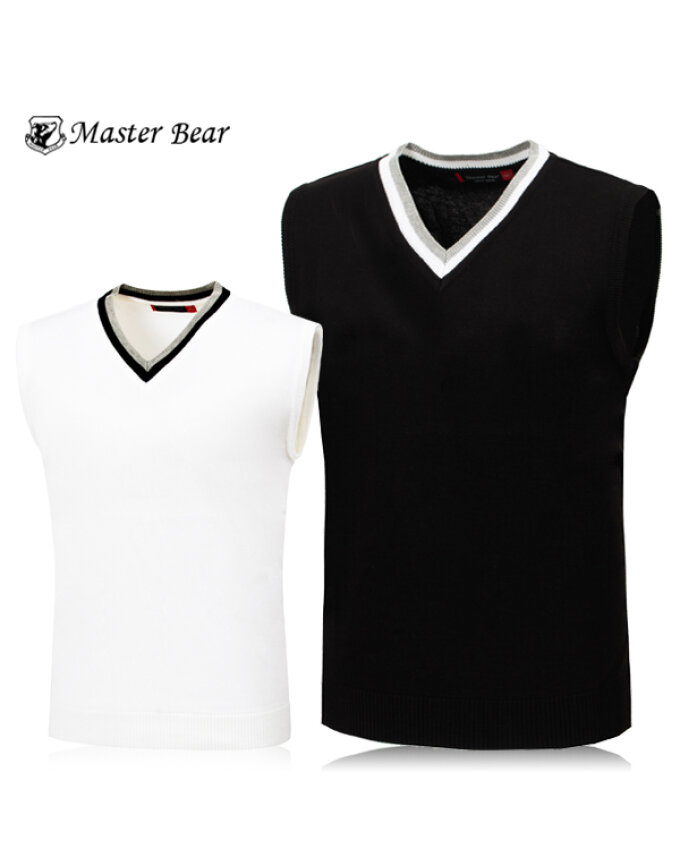 [MASTER BEAR] 마스터베어 브이넥 카라포인트 스판 니트조끼 Model No_M2-0B019