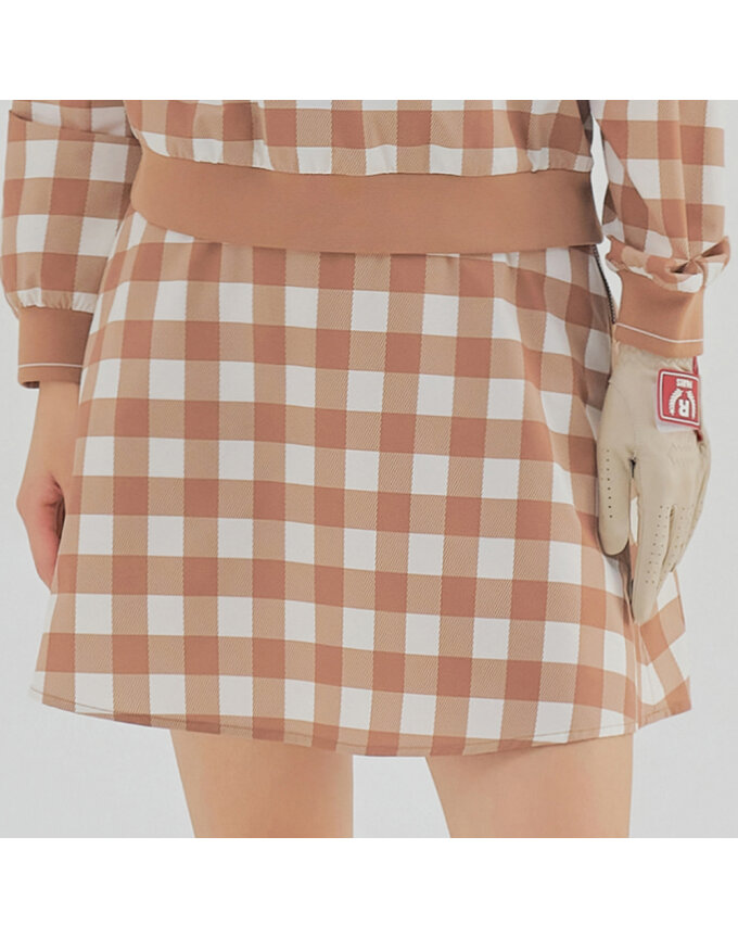 여성 허리 밴드 체크 플레어 큐롯 RWPCM7571-510