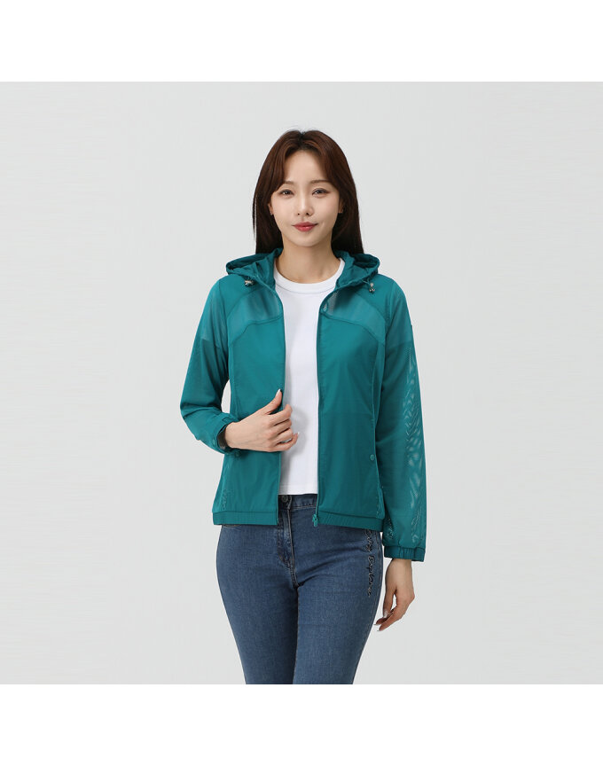 메쉬믹스 후디드 점퍼_QK41333